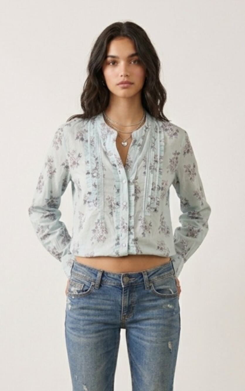 NWT Y2K VTG Limited Too Cotton Floral Blouse M Fairycore Prairiecore Cottage